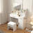  Vanity Desk With 3 Colors Led,Power Outlet and makeup organizer,makeup table with comfy chair and hair-dryer holder, white