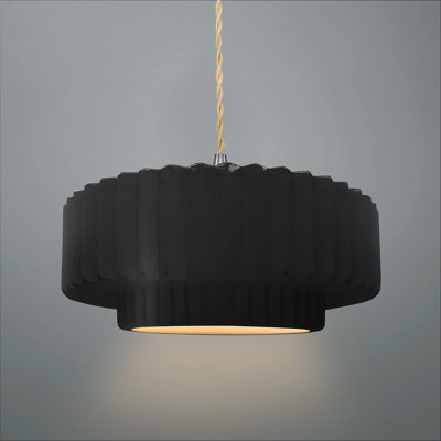 Gela 1-Light Ceramic and Metal Drum Pendant