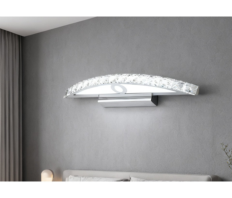 Éclairage pour meuble-lavabo demi-rond en cristal 17,32 po (DEL tricolore intégrée)