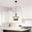 Lustre campagnard unique en bois à 4 lumières avec ampoules