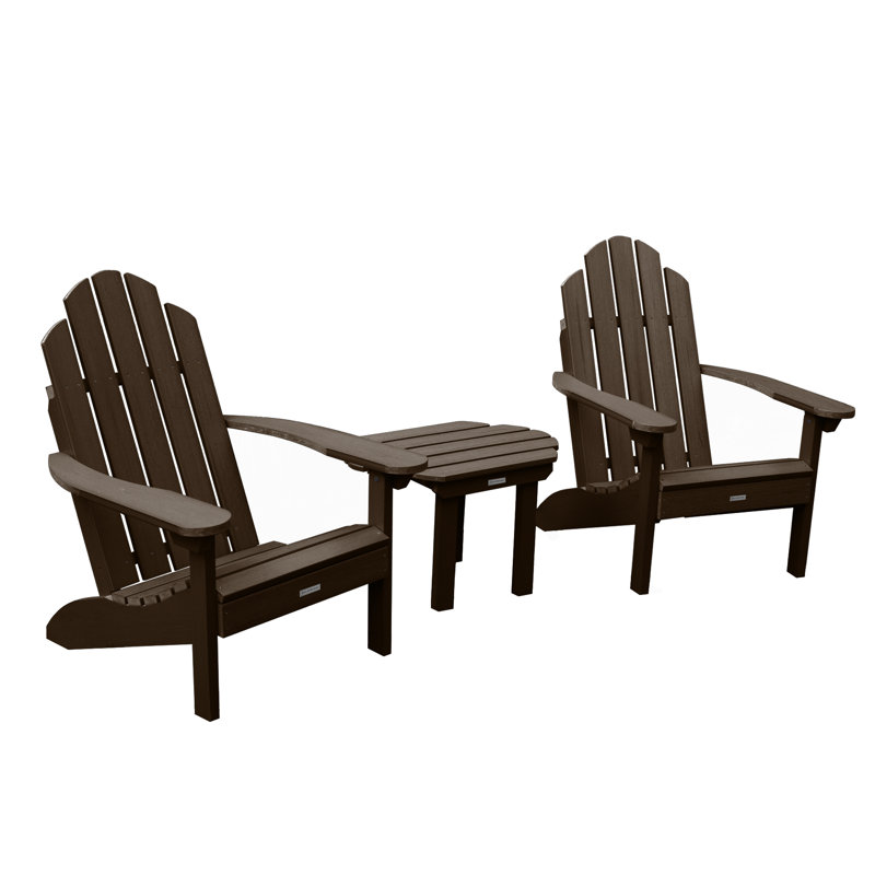 Chaise Adirondack en plastique avec table Anette, Gland de chêne vieilli