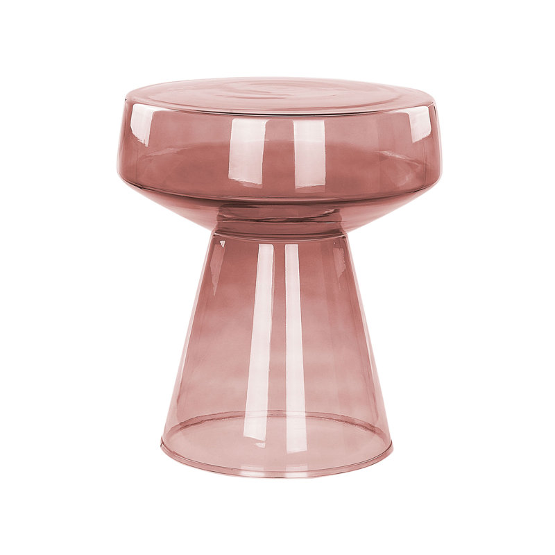 Moneer Glass Top Pedestal Side Table Set, Dark Red