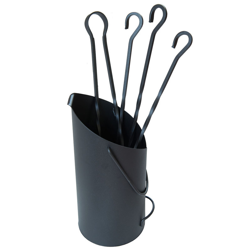 Burnsdale Iron Fireplace Tool Set, Graffite