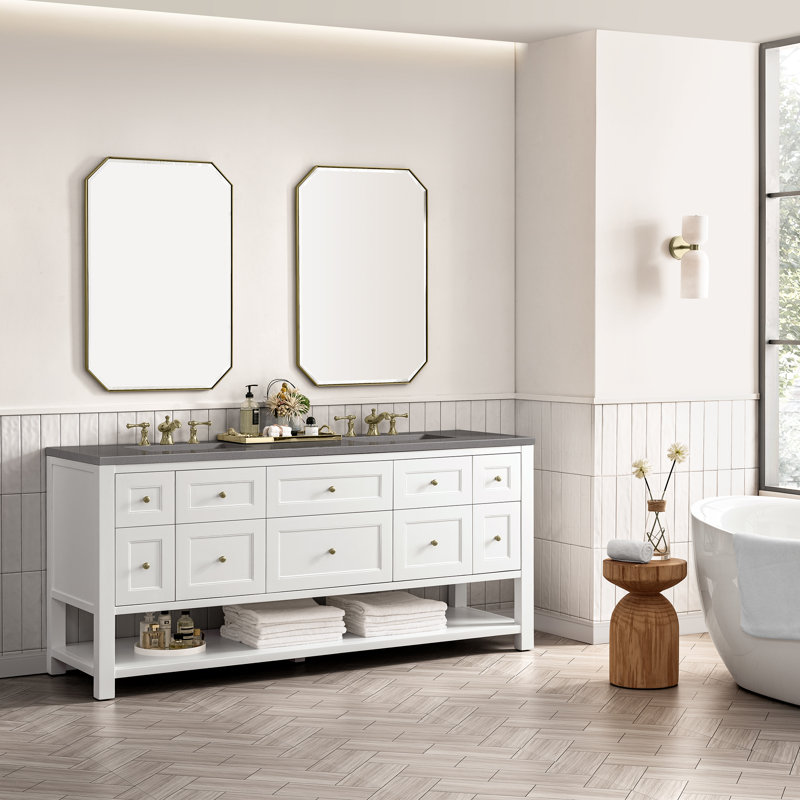 Breckenridge 72'' W Double Vanity, Bright White, Ethereal Noctis, 8" Widespread