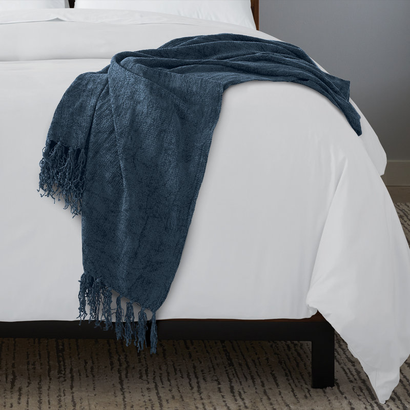 Jeté en viscose et chenille, Taupe