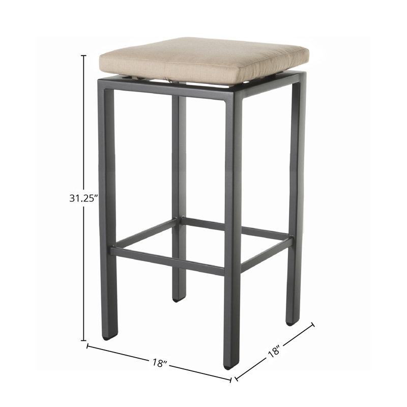 Aris Outdoor Bar Stool, Carbon Black, Sahara Cafe, 31.25"