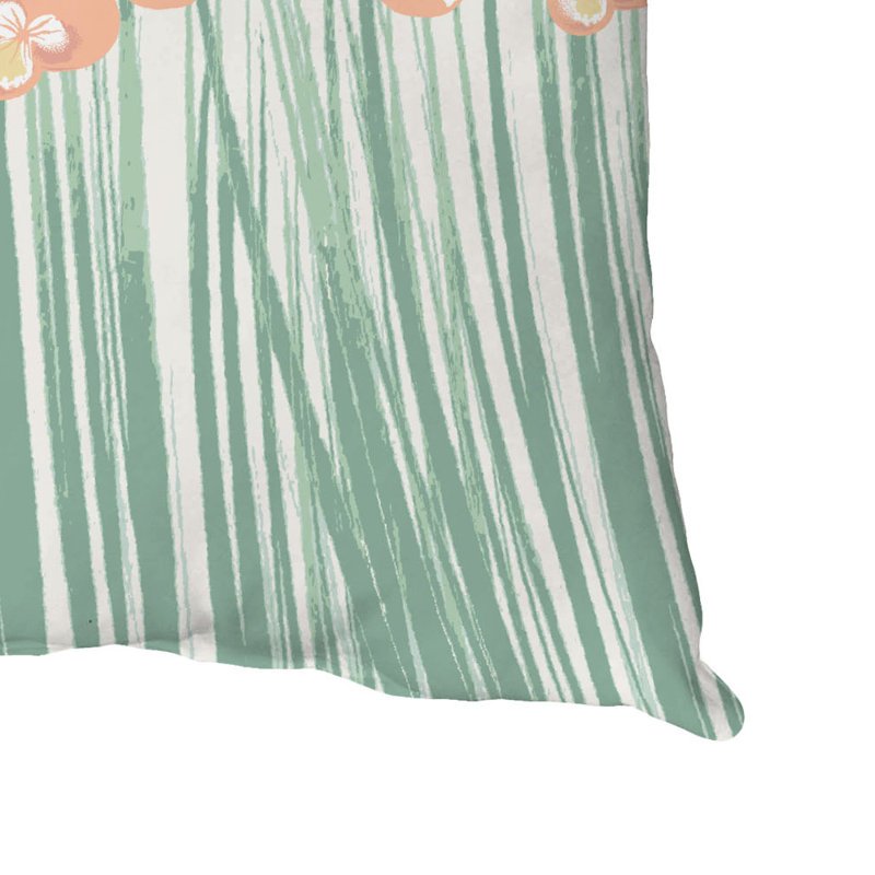 Floral Outdoor Reversible Throw Pillow, Orange, 16" x 16"
