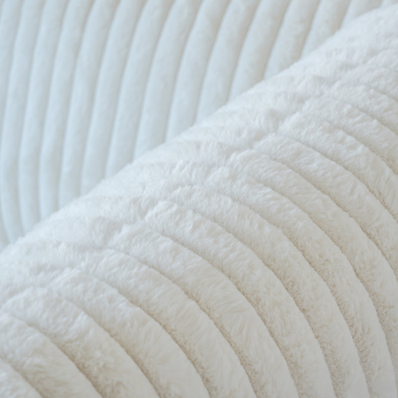 8 - Piece Slipcovered Sectional With Ottoman, White Polyester Blend