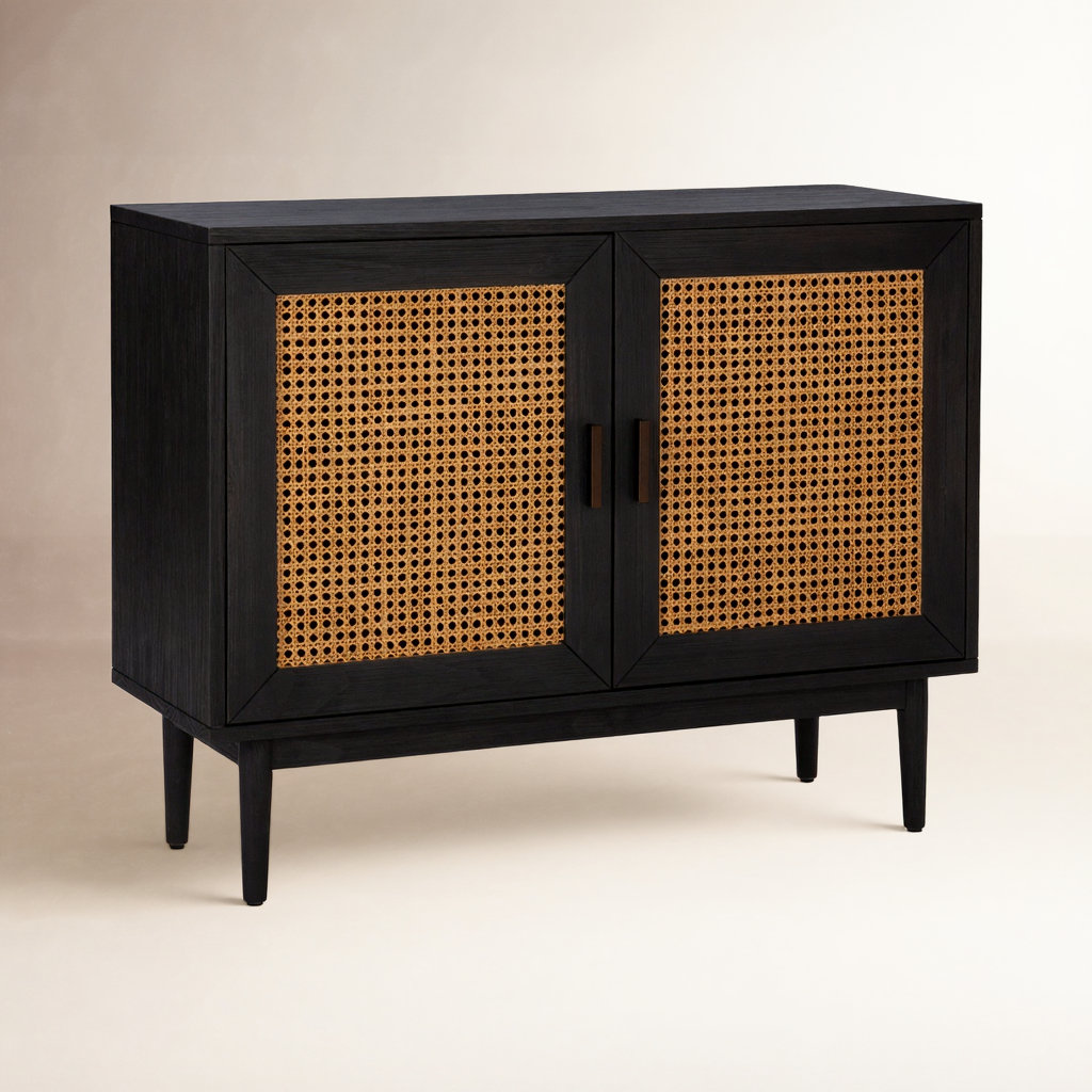 Genie Solid Wood Storage Cabinet, Black