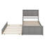 Lit plateforme simple en bois massif avec lit gigogne et tête de lit-644696251