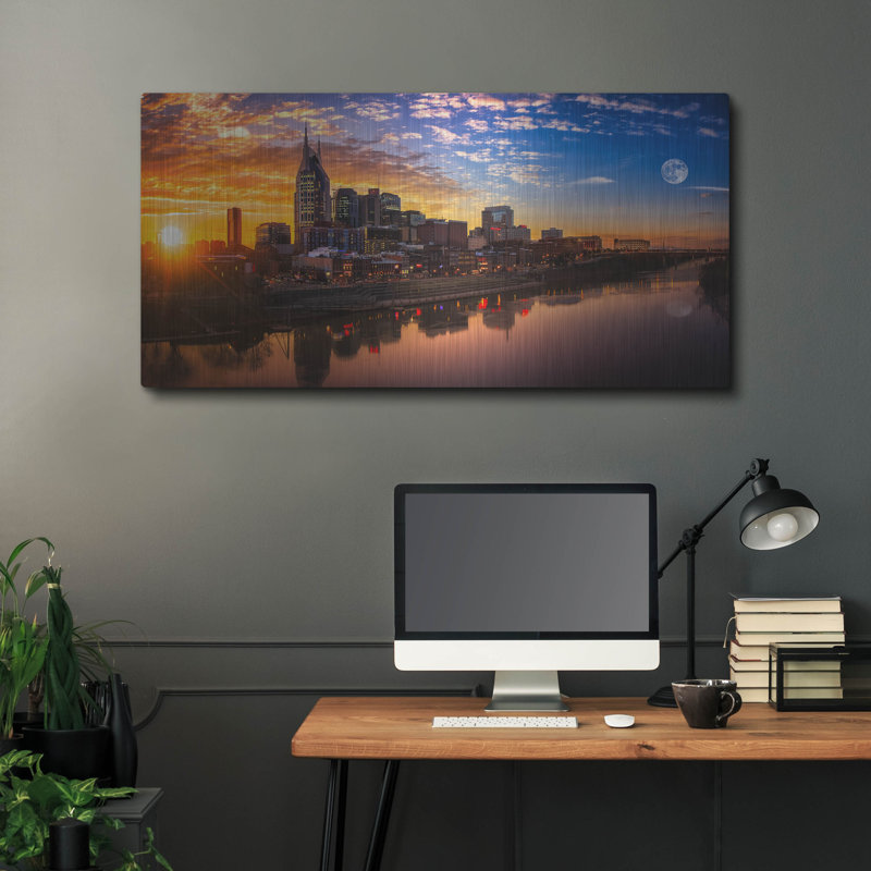 «Nashville Sunset» par Jonathan Ross, art en métal, H 24 po x l 48 po