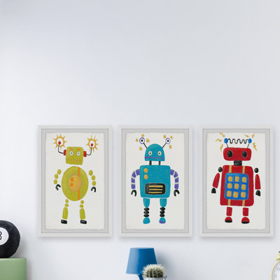 Jordao 'Electric Robots Triptych' Framed Print