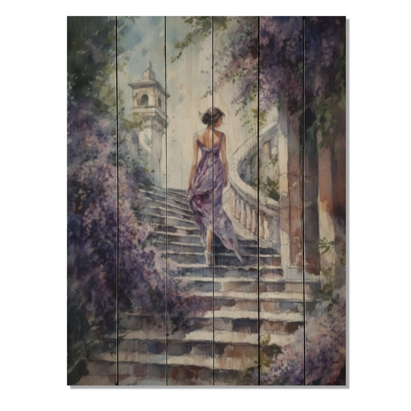 «Fashioning Girl Modeling I - Woman», reproduction romantique sur bois de pin naturel, H 20 po x l 10 po x P 0,78 po