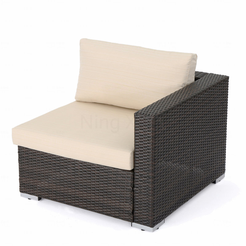 Fauteuil de patio droit Mbrn + Alu, Coussin beige / structure brune