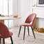 Set Of 4 Chairs - Modern Minimalist Horseshoe Velvet Dining Chair - Upholstered Hollow Back Chair - Black Metal Legs-641309008