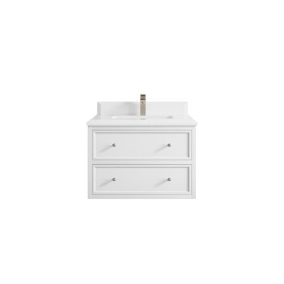 Roswell Floating 30 In. W X 22 In. D Single Sink Bathroom Vanity With Cove Edge Quartz
