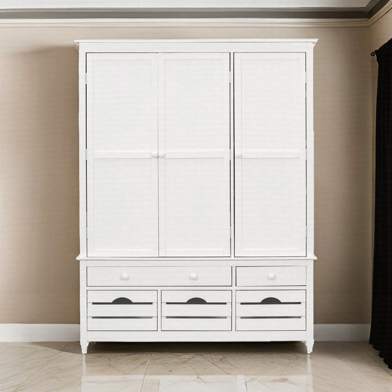 Garde-manger autoportant en bois, grande armoire de rangement, Blanc