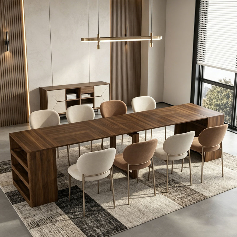 Table de salle à manger extensible pliable, Bois