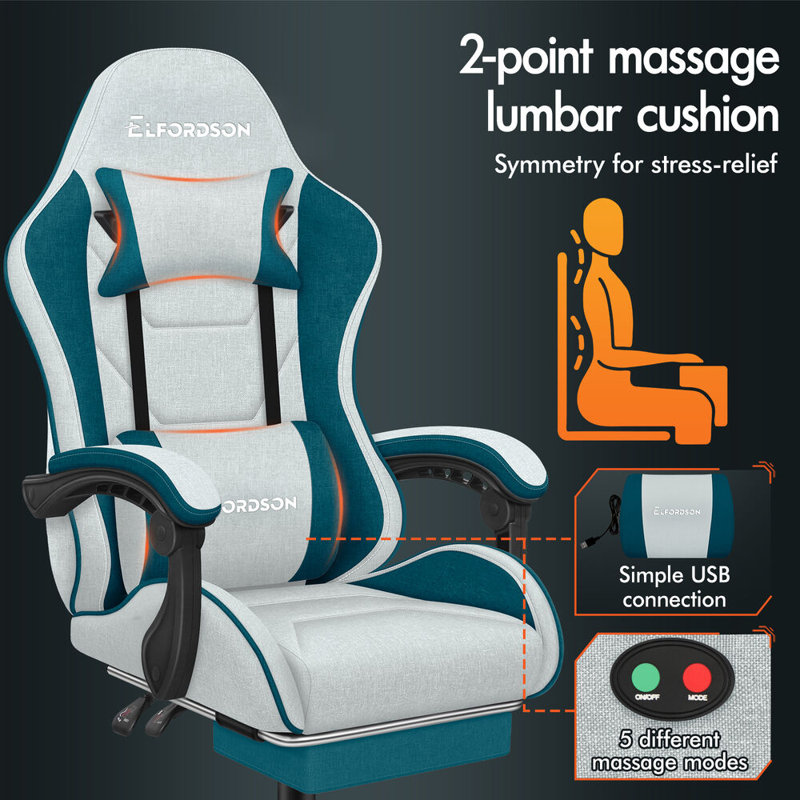 PC & Racing Game Chair, Dark Teal