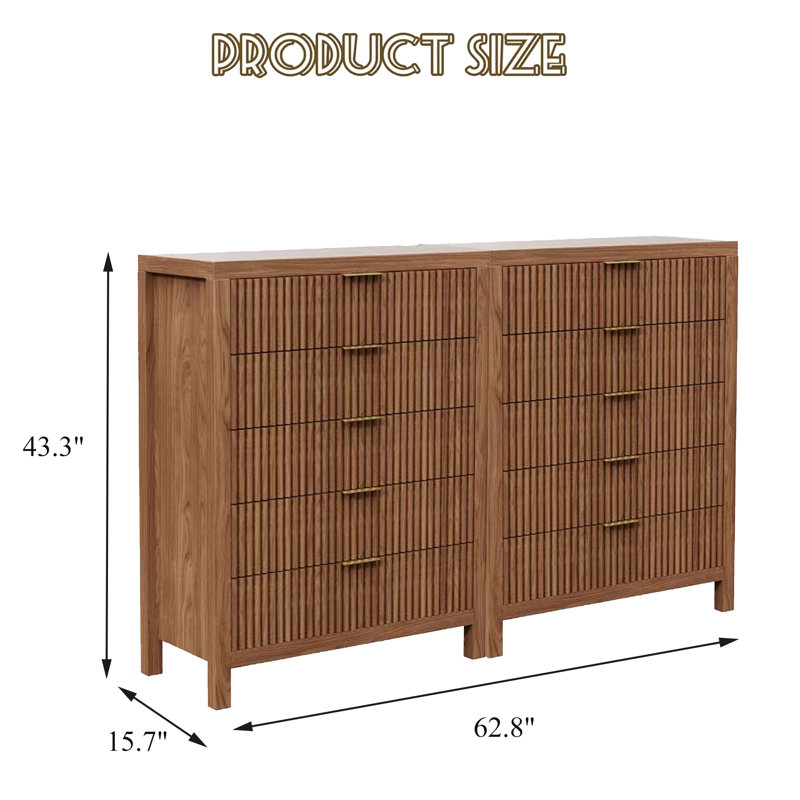 Commode 5 tiroirs l 31,4 po (ensemble de 2), Walnut