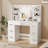 Makeup Vanity With Led Lighted Mirror And Built-In Power Supply-11717336