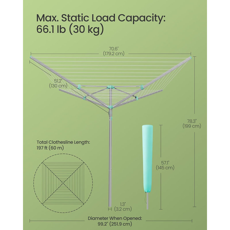 Metal Standard Drying Rack, 185cm H x 253cm W x 179cm D