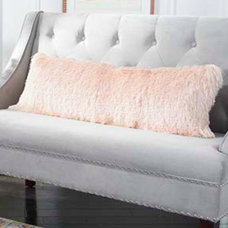 Silver Contemporary Shag Pillow with Lustrous Yarn