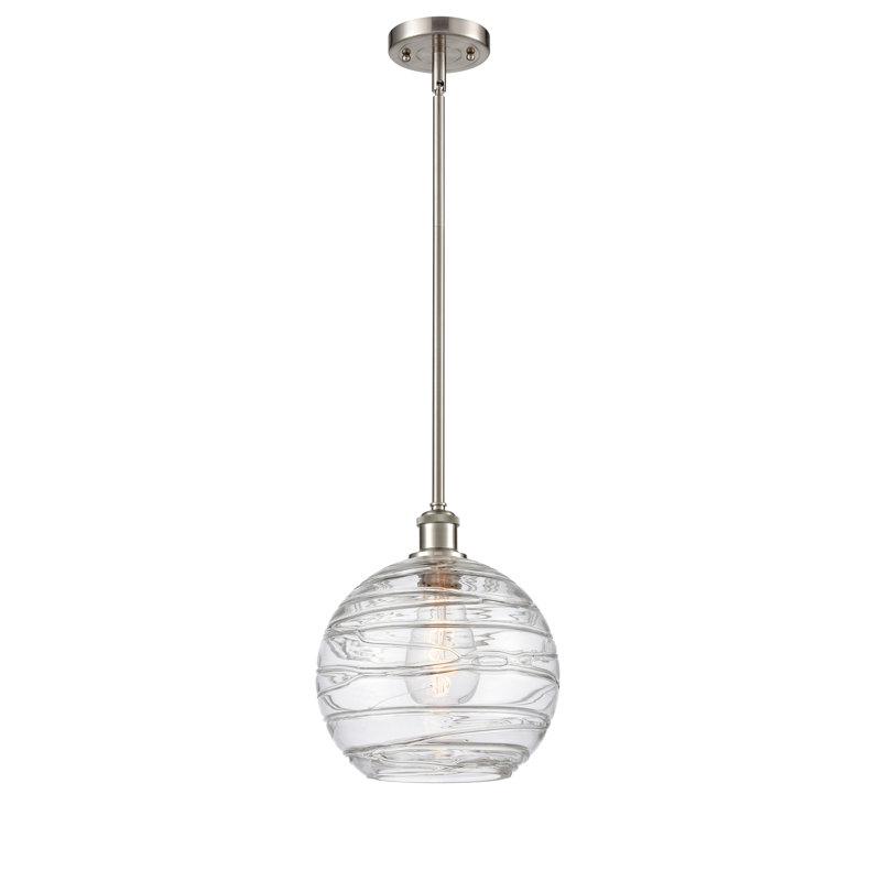 Mott 1-Light Single Pendant, Brushed Satin Nickel, 13" H x 10" W x 10" D, 6 Watt vinage LED Bulb