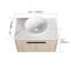 Meuble-lavabo moderne 42 po avec lavabo d'art en céramique, dalle de pierre blanche et petites tablettes de rangement, porte à fermeture douce-557547328