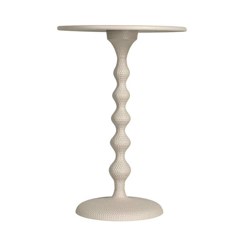 Alexander Hammered Metal Table, White, White