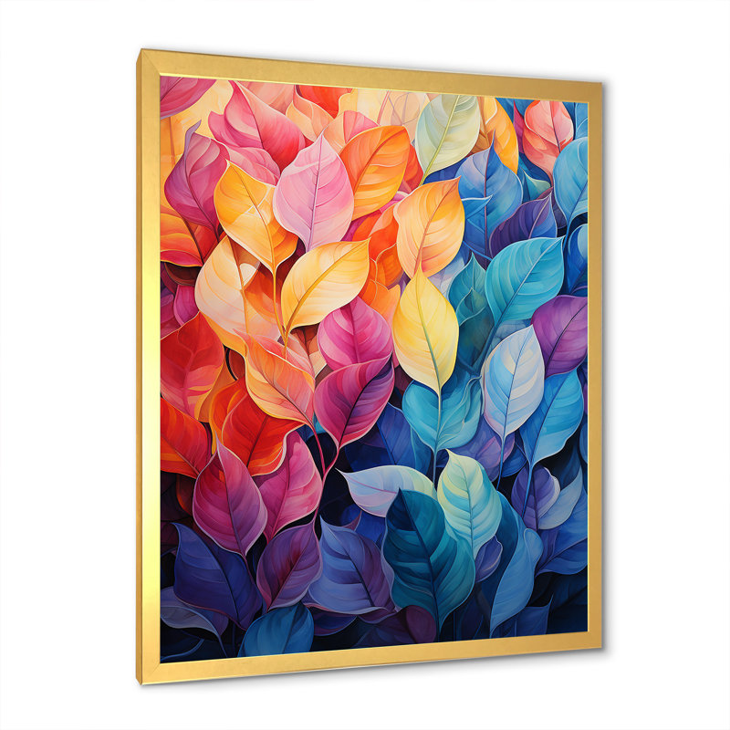 «Colorful Pastel Vibrant Foliage I», reproduction sur toile, H 32 po x l 24 po x P 1 po, Cadre doré simple