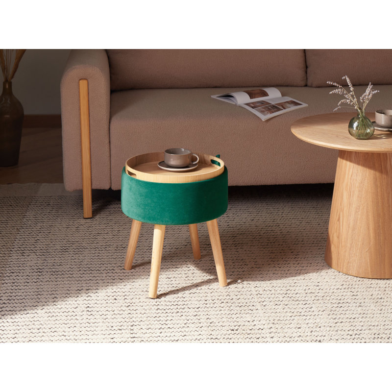 39cm Wide Round No Pattern Pouffe Ottoman with Storage