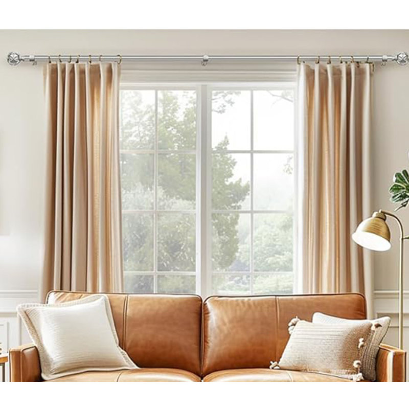Curtain Poles 80 To 148 Cm, 2 Pack, 19Mm Diameter Extendable Curtain Rod With Netted Finials, Silver