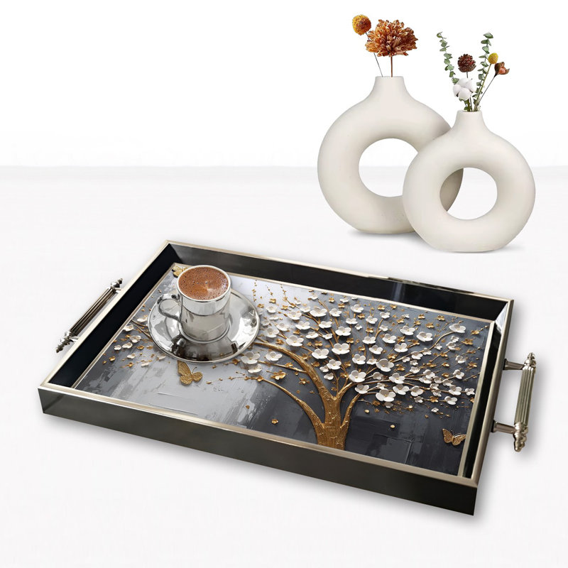 Elegant Glass Tray, 19.7 x 11.4 x 1.4 inches | 100% Durable Glass Construction | Easy to Clean with Damp Cloth | Ideal for Serving, Decorative Display, and Organizing | Stylish Addition to Home Décor