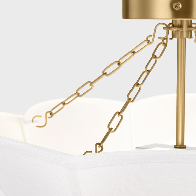2 - Light Semi Flush Mount, Burnished Brass
