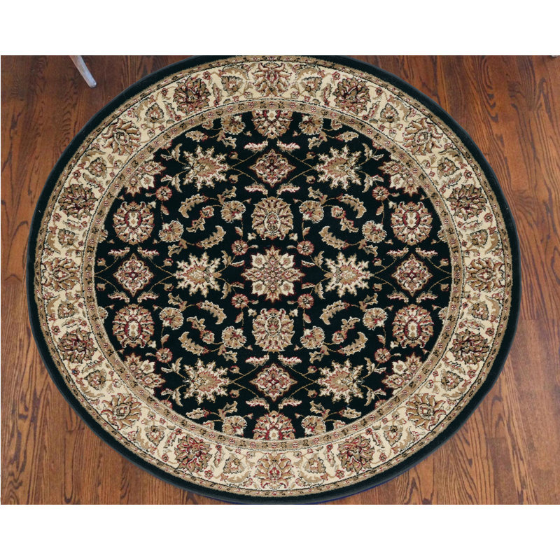 Tapis noir / ivoire Northgate, Rond 5 pi 3 po