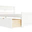 Lit plateforme en L avec lit gigogne et tiroirs reliés par un bureau intégré, simple, blanc