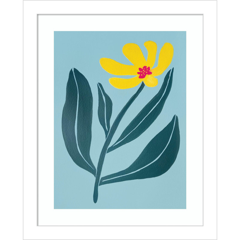 «Yellow Flower» par Exton - reproduction de cadre photo simple, H 13 po x l 11 po x P 1 po, Blanc