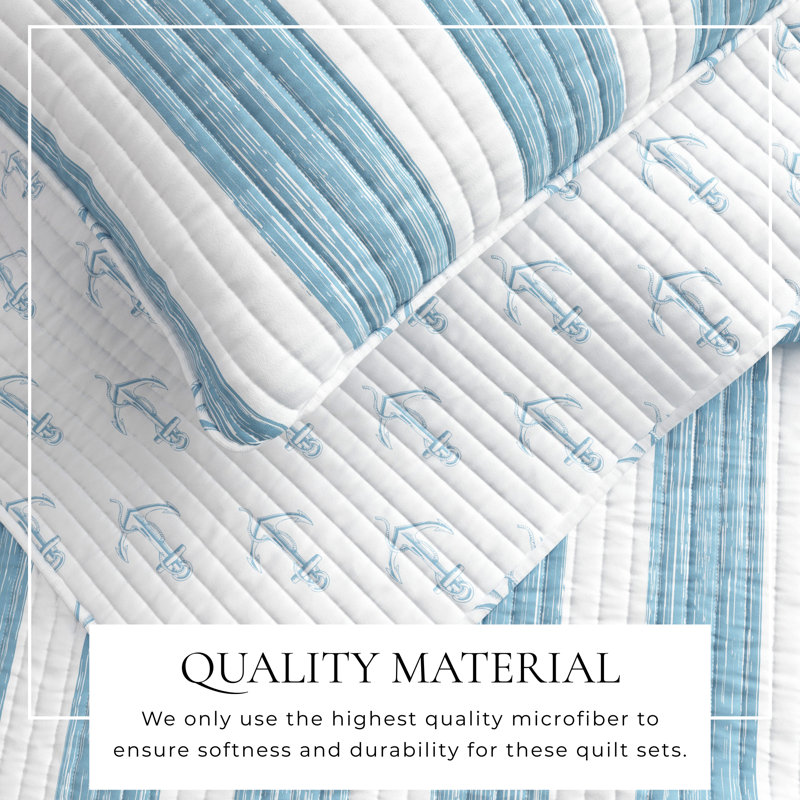 FreshFolds Coastal Striped Reversible Quilt Set with Shams