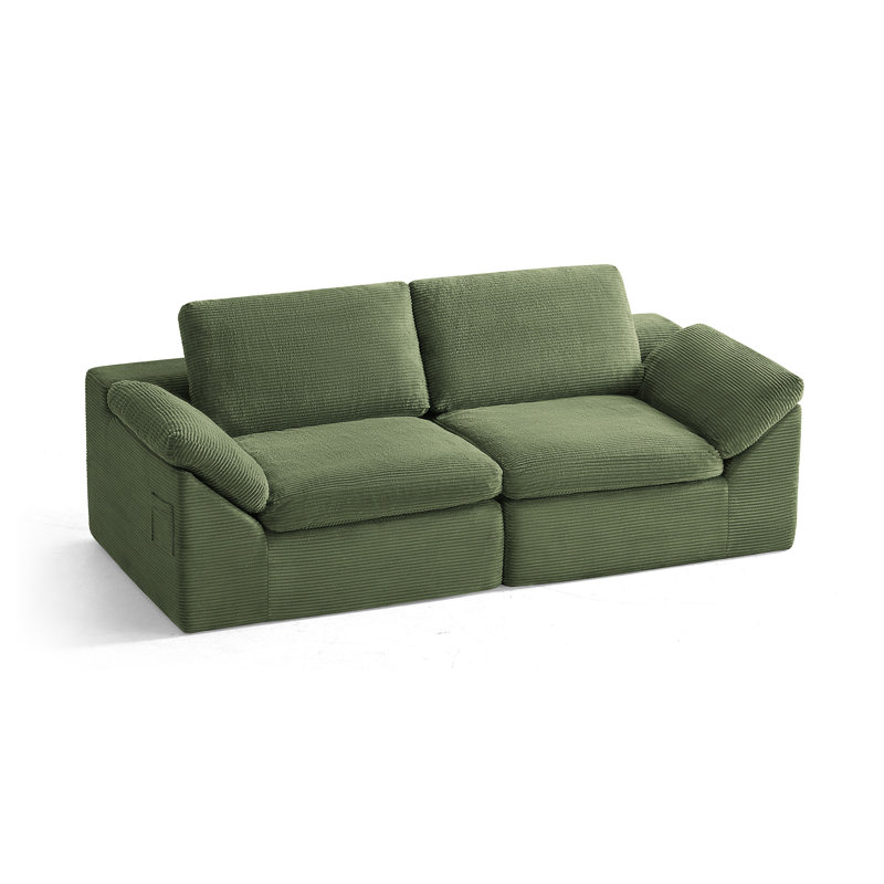 Mariyan 79'' Upholstery Boneless Sofa , Nova Green Corduroy