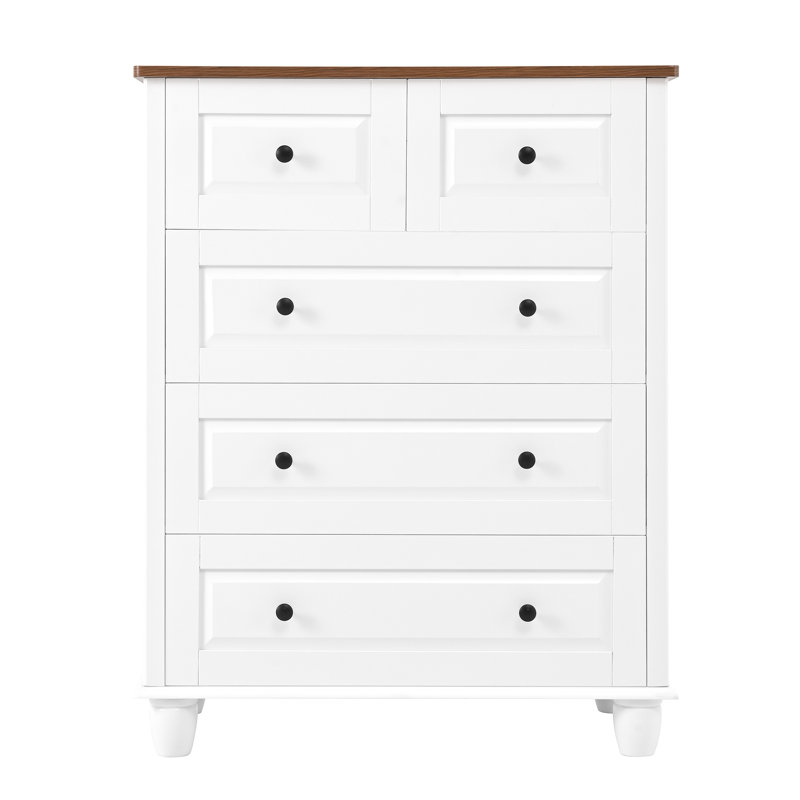 Commode de rangement blanche à 5 tiroirs