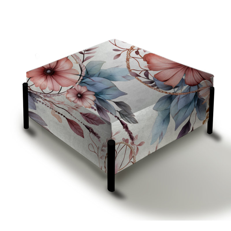 Rose et bleu Dreamcatchers Boho Motif III - Grand repose-pieds carré floral