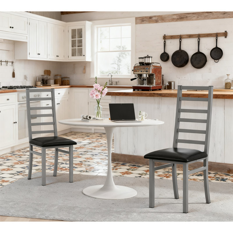 Ensemble de 2 chaises de salle à manger modernes en métal avec pieds en acier, Gris, 2