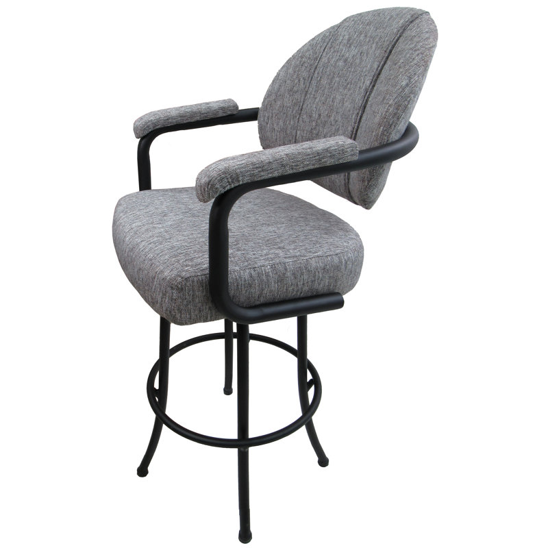 Tabouret de bar pivotant 35 po Monroe, Gris Mojave, Noir, Tabouret de comptoir (siège d'une hauteur de 26 p