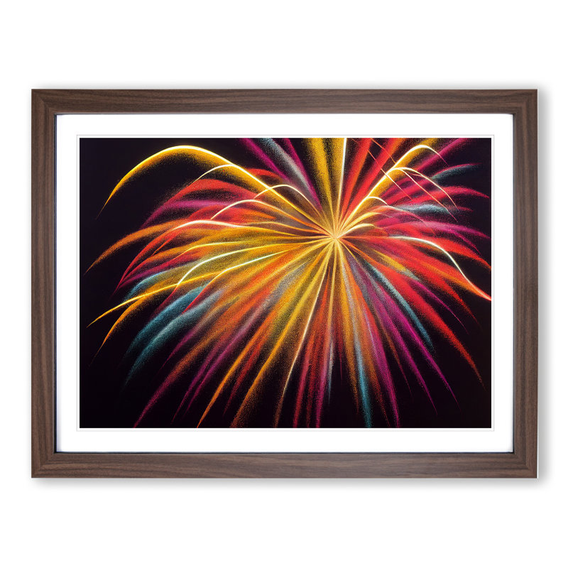 Cosmopolitan Fireworks - Single Picture Frame Print, 25cm H x 34cm W x 2cm D, Walnut Framed