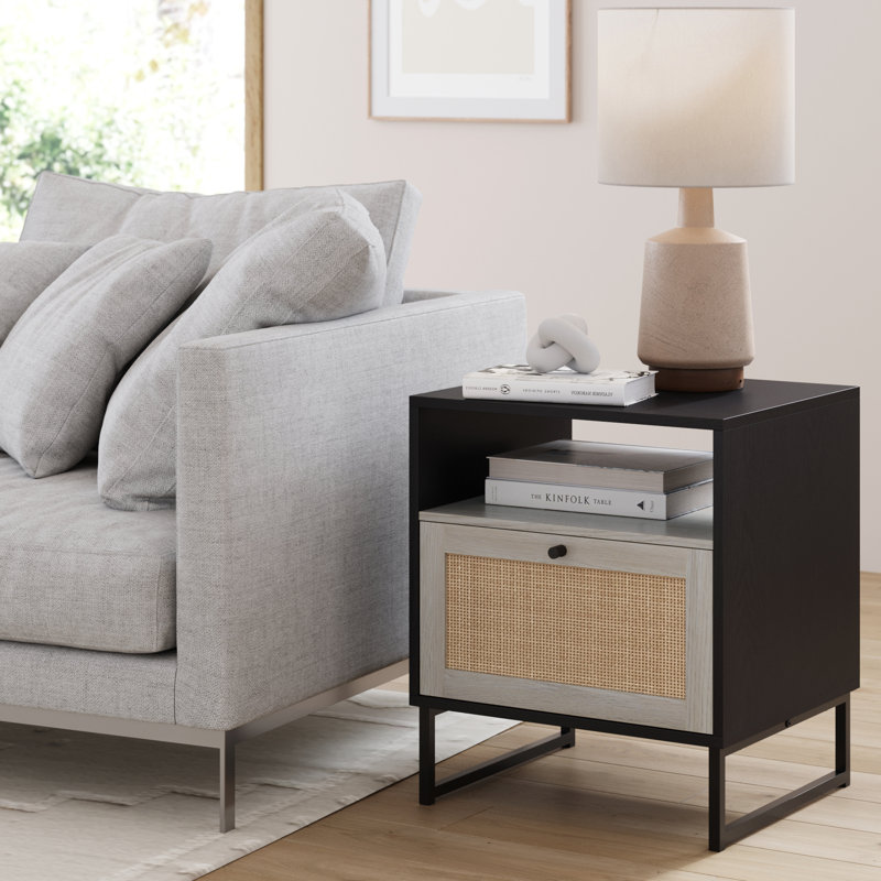 Clester End Table, Black/Light Gray
