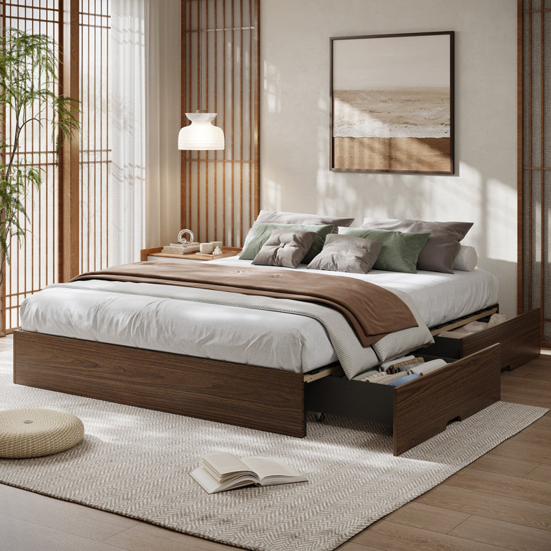 Base de lit plateforme simple en bois de taille XL, cadre de lit en bois sans tête de lit, support à lattes de bois