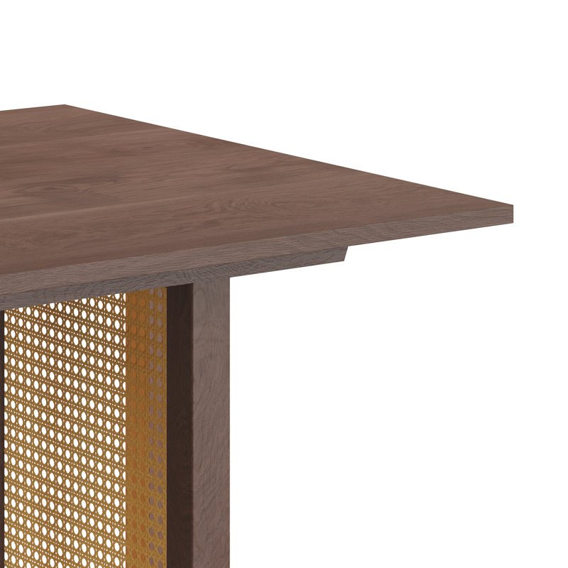 72" Cane Dining Table, Walnut