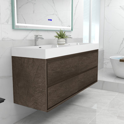 Azden 70.6" Wall-Mounted Double Bathroom Vanity Set
