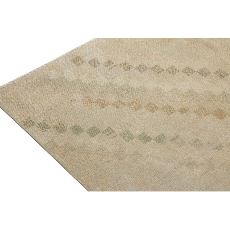 Wool Striped Area Rug in Beige